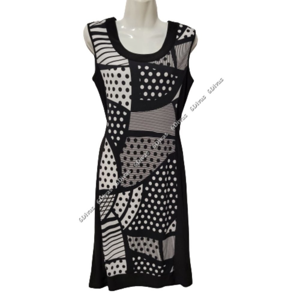 Polka Dot Dress, Black And White Dress,Sleeveless Dress - Sizes S, M, L, XL- NEW